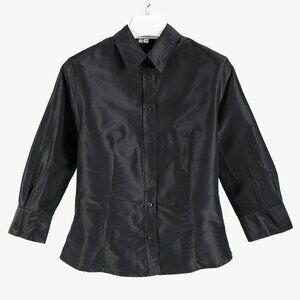 Carolina Herrera Black Silk Taffeta Fitted Blouse